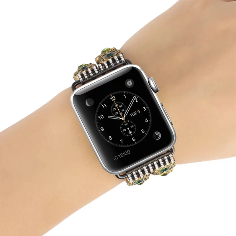 Для наручных часов Apple Watch, ремешок 40/44/38, 42 мм, версия для женщин Винтаж ювелирные изделия с бриллиантами ремешок для наручных часов iWatch серии 4, версия 1, 2, 3, Ремешок Браслет ремешок из нержавеющей стали