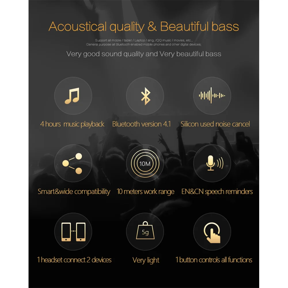 Wholesale and Dropshipping Bluetooth Earphone Wireless Earbuds Headset With Mic for iPhone Xiaomi Samsung Huawei LG(Single) | Электроника