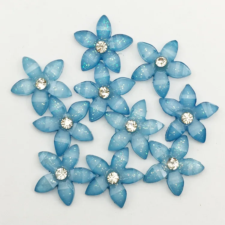 SZ0304blue TPSMOC 100 шт 12 мм Милая смола цветок со стразами flatback кабошон для DIY свадьбы, скрапбукинга, Бусины ремесла - Цвет: SZ0304blue