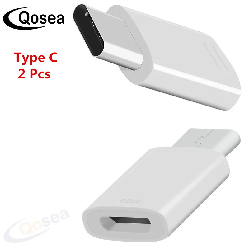 Qosea 2 упак. Тип C Quick Charge преобразует адаптер Вход Micro USB конвертер быстрого для