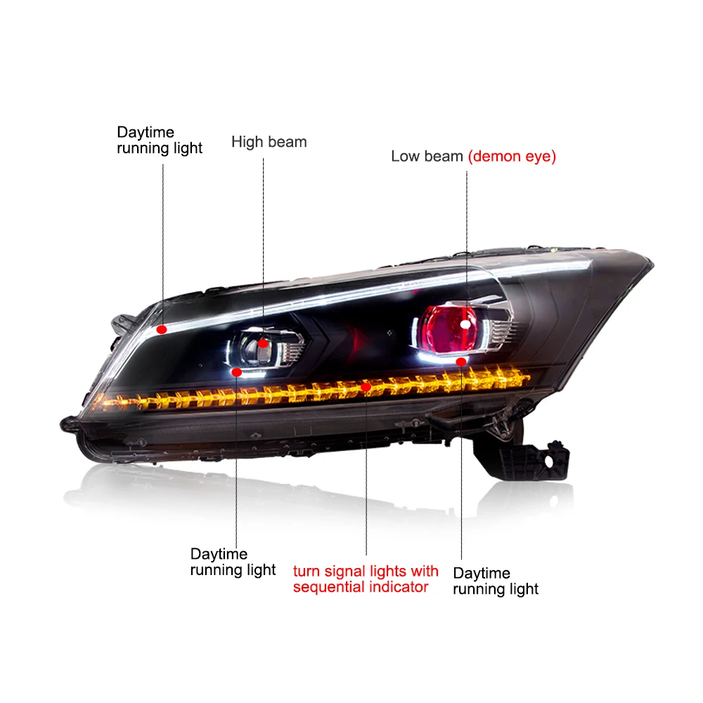 AcooSun для Honda Accord 2008 2009 2010 2011 2012 автомобильные фары в сборе светодиодный фонарь с