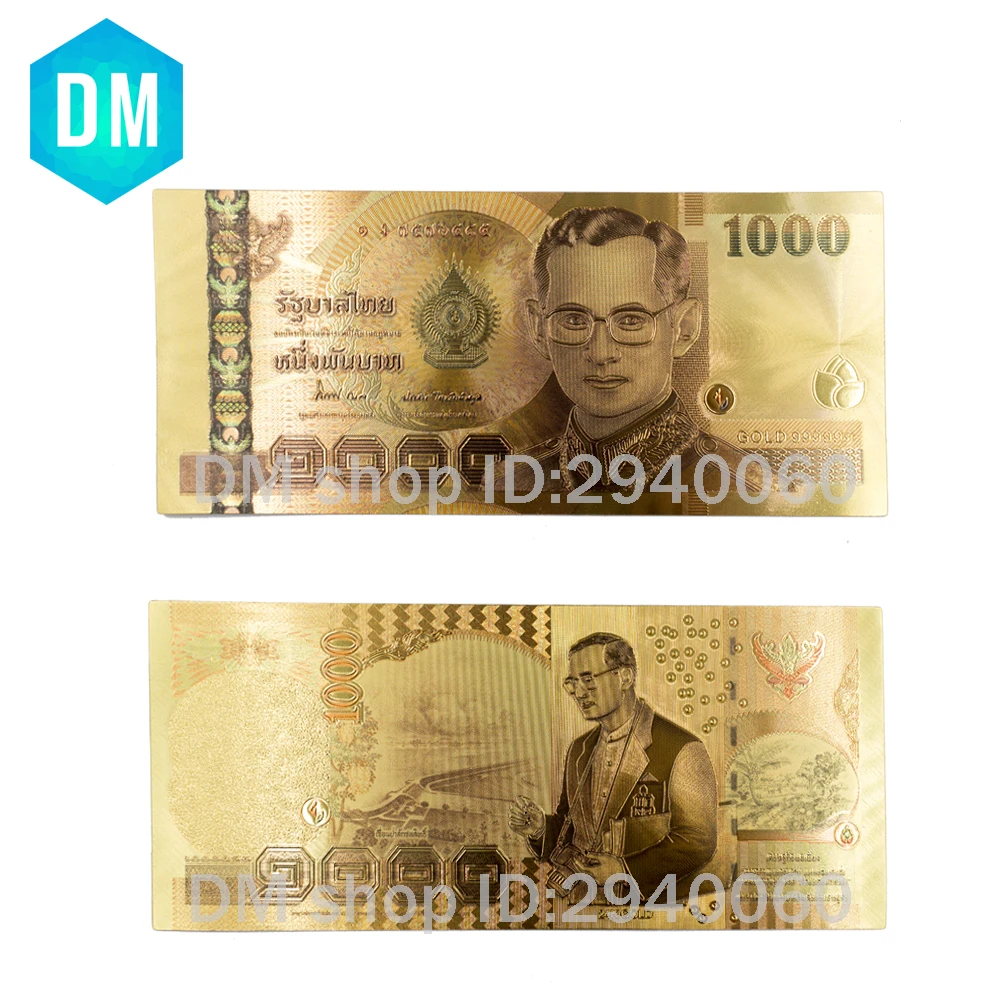 Тайланд 1000 24k Золотая банкнота редкая 999 9 фольга Baht поддельные деньги праздничный