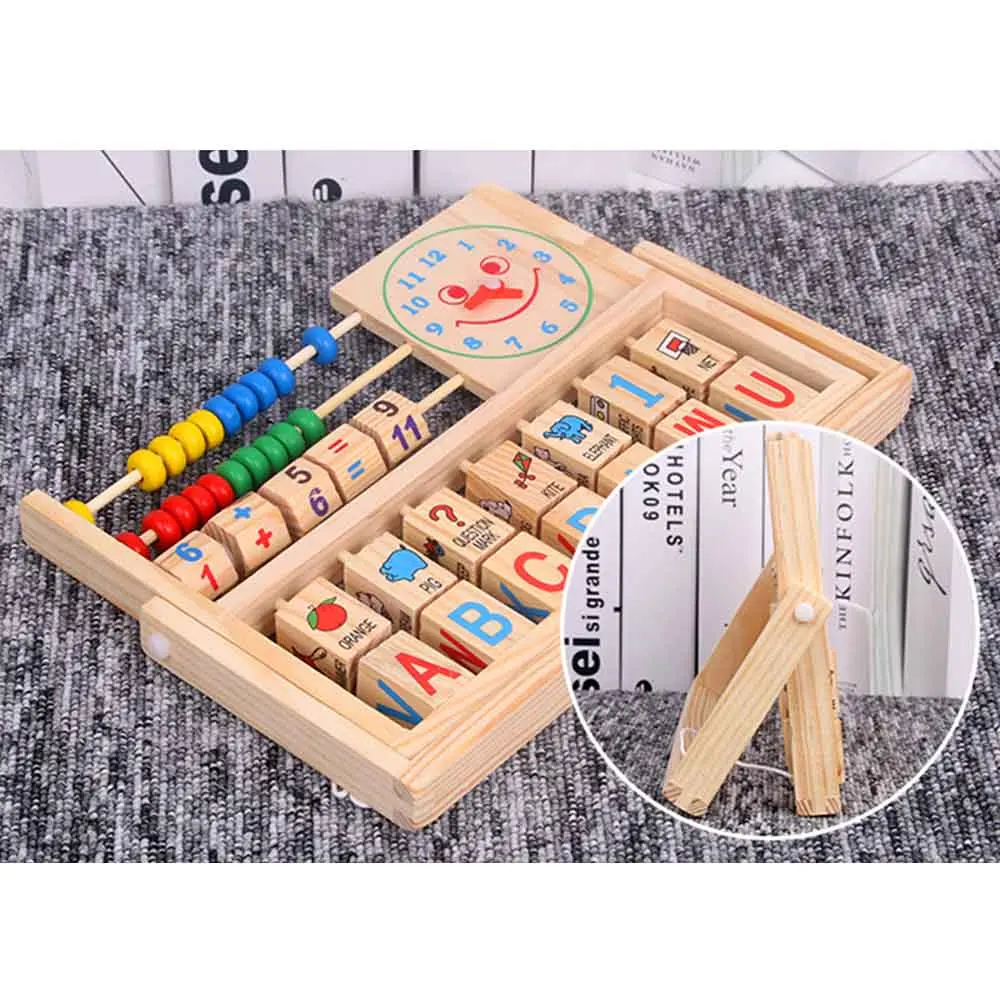 Дети Универсальный лоскут Abacus Образовательные Деревянные игрушки расчет рамки буквы Алфавит цифровой номер будильник