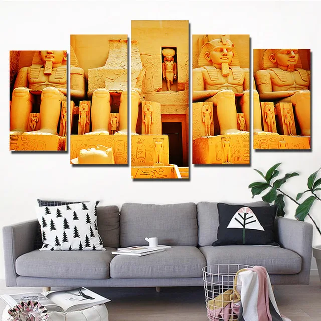 

Wall Art Poster Home Decoration Modern Canvas 5 Panel Ancient Egypt For Living Room HD Print Painting Modular Pictures Frame