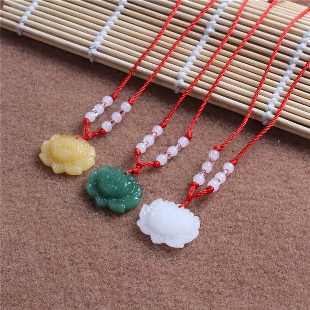 2018 Glass Lotus Pendant Necklace Praying for Safety Buddhism Gift Fashion Party Accessories | Украшения и аксессуары
