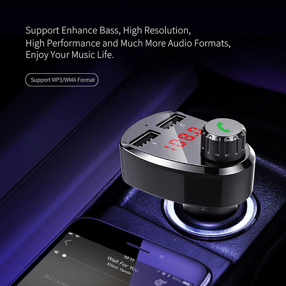 G13 беспроводной автомобильный комплект Bluetooth MP3 музыкальный плеер громкой связи автомобильный комплект с двойным USB интеллектуальная быстрая зарядка, автомобильное зарядное устройство