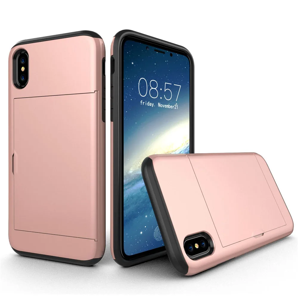 Розовый Чехол для телефона samsung, чехол, двойной держатель для карт, ударопрочный кошелек, защитный чехол для samsung S6/S7/S8/S9/S10, чехол s - Цвет: Розовый