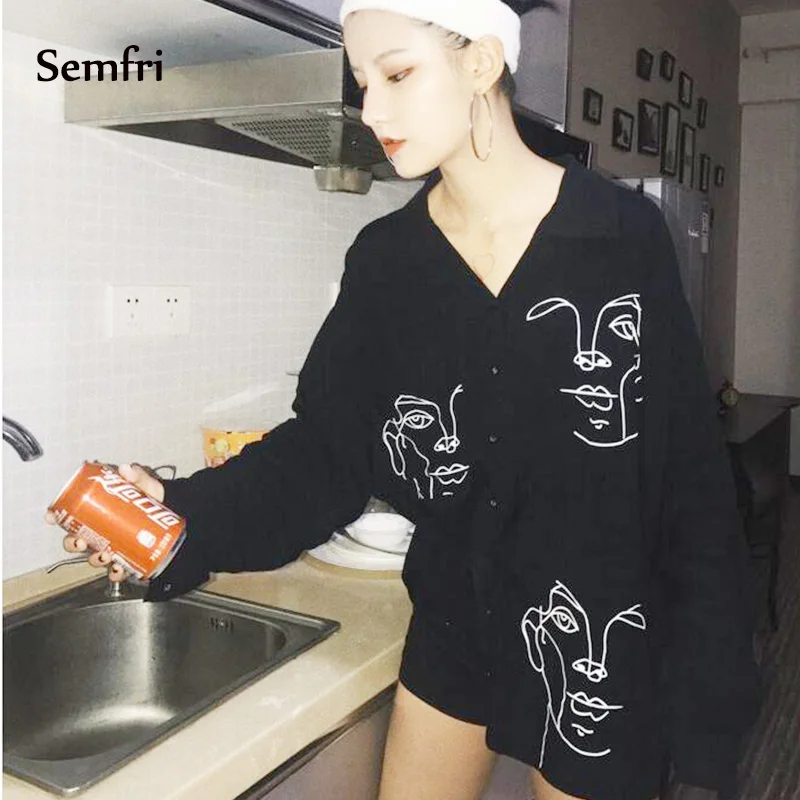 Semfri черный и белый Женская Туника Гонконг вкус Ретро Новый Bf ветер свободный
