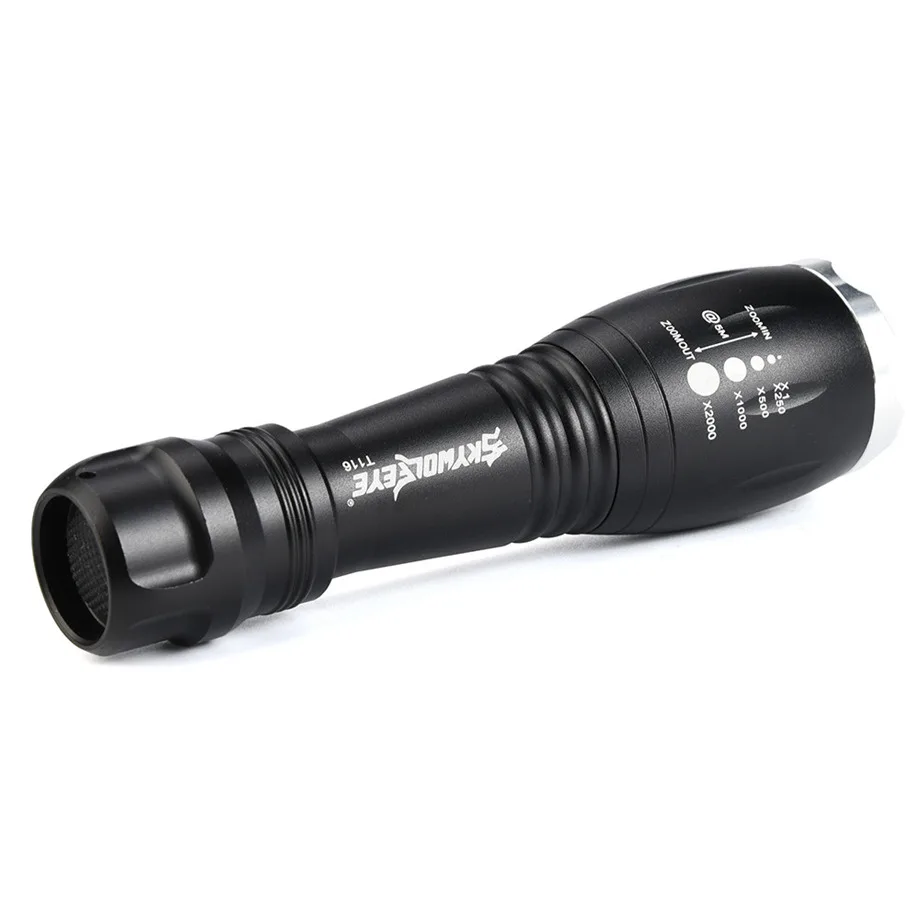 SKYWOLFEYE Тактический Zoomable 5-Mode XMLT6 светодиодный светильник вспышки Militar фонарь светильник+ 18650+ зарядное устройство дропшиппинг#1101