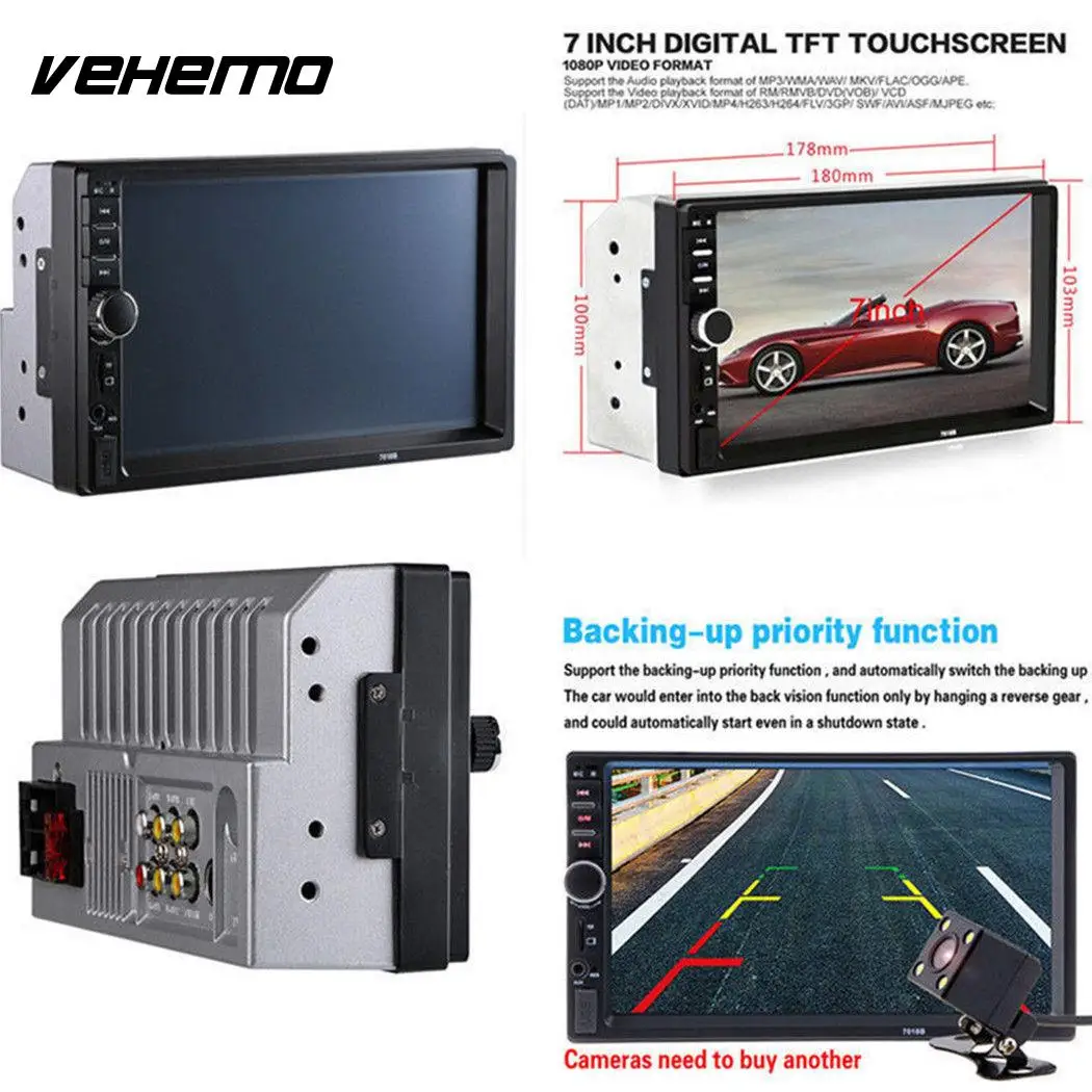 Vehemo FM/USB/AUX Авто MP5 плеер MP5 плеер Автомобильный MP5 плеер умный гибкий fm-радио