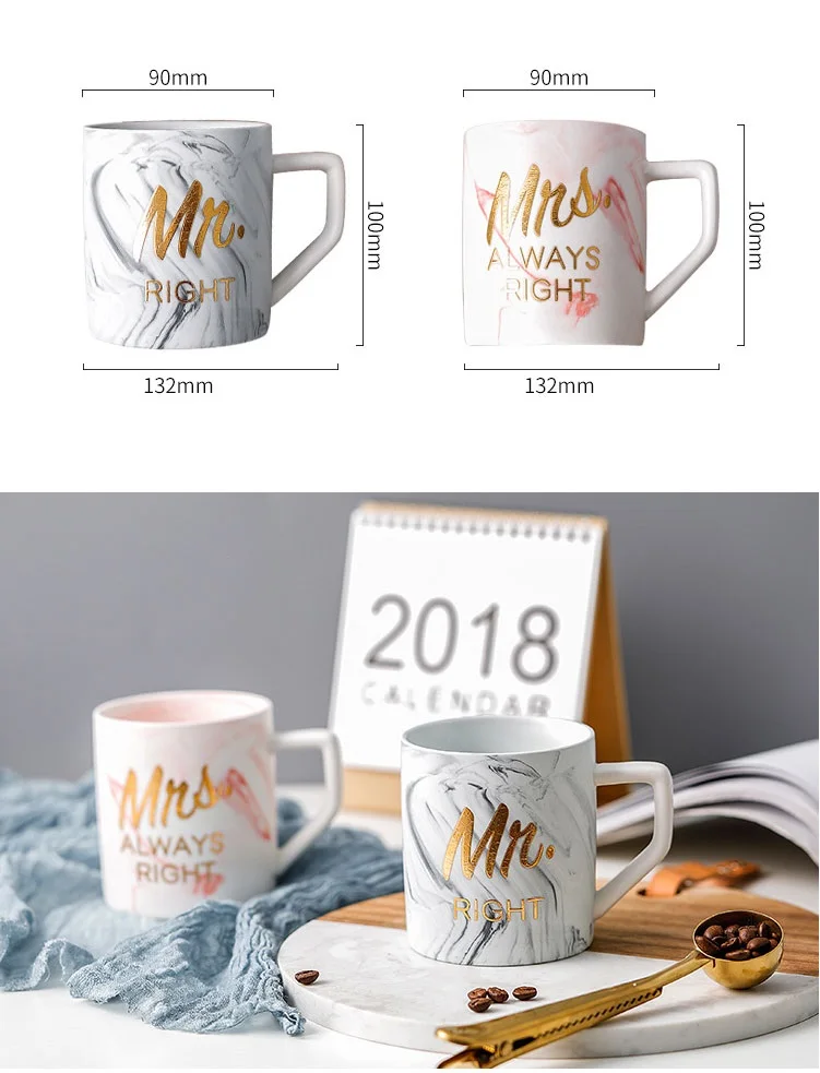 OUSSIRRO Мода натуральный мрамор фарфоровая кофейная кружка Mr and Mrs чай чашка молока творческий подарок на свадьбу юбилей