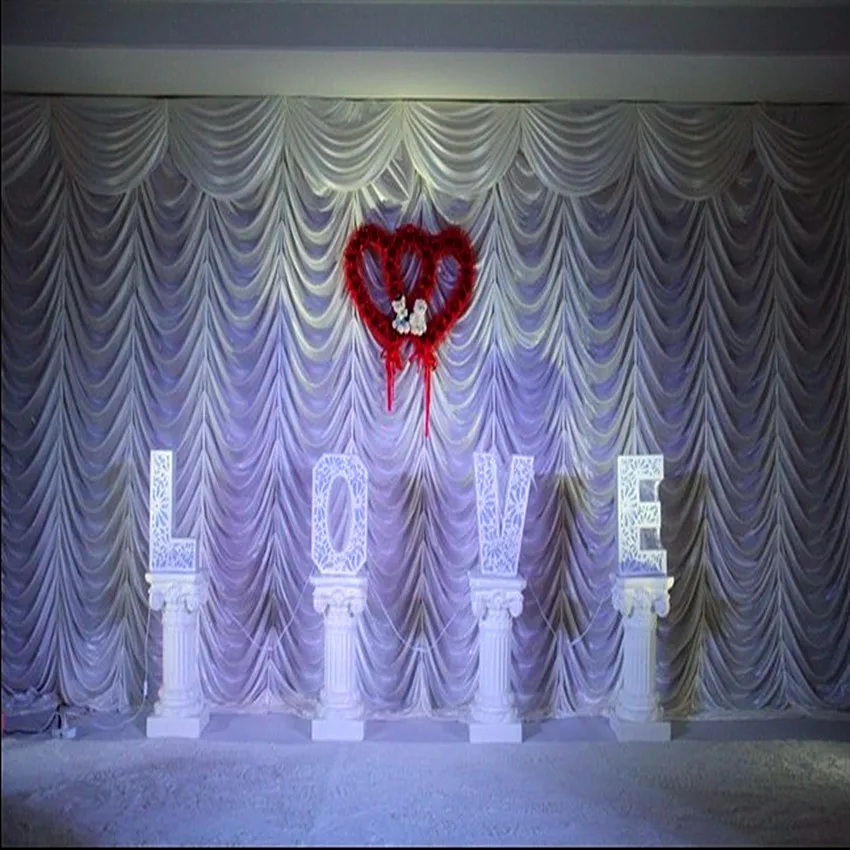 

3M x 6M Pure White Wedding Backdrop with Water Fall Stage Curtain Decoration