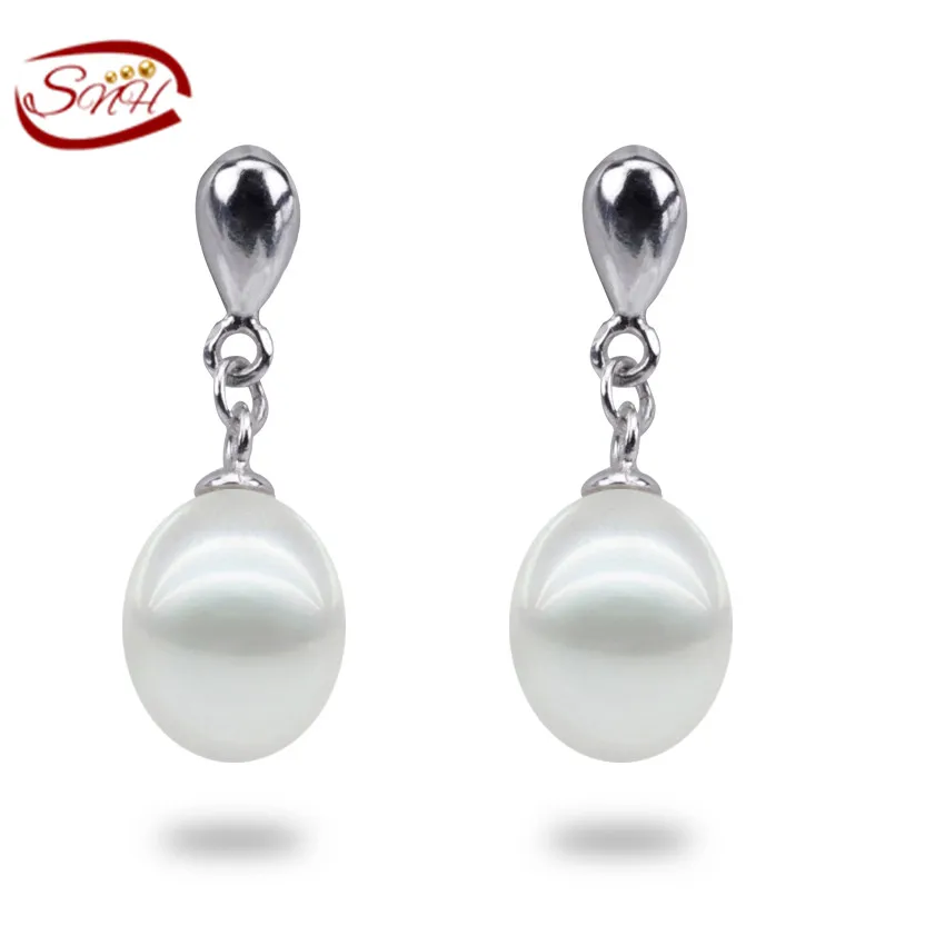 Серьги натуральный жемчуг культивированный пресноводный с 925 серьги Женщины