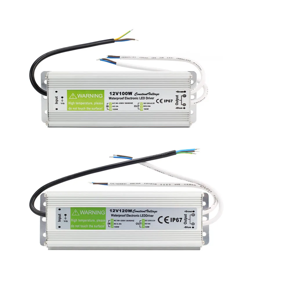 Водонепроницаемый IP67 DC 12 V Светодиодный драйвер, 60 Вт, 80 Вт, 100 Вт 120 W блок питания для использования вне помещений светодиодный световая гирлянда 12В трансформатор освещения