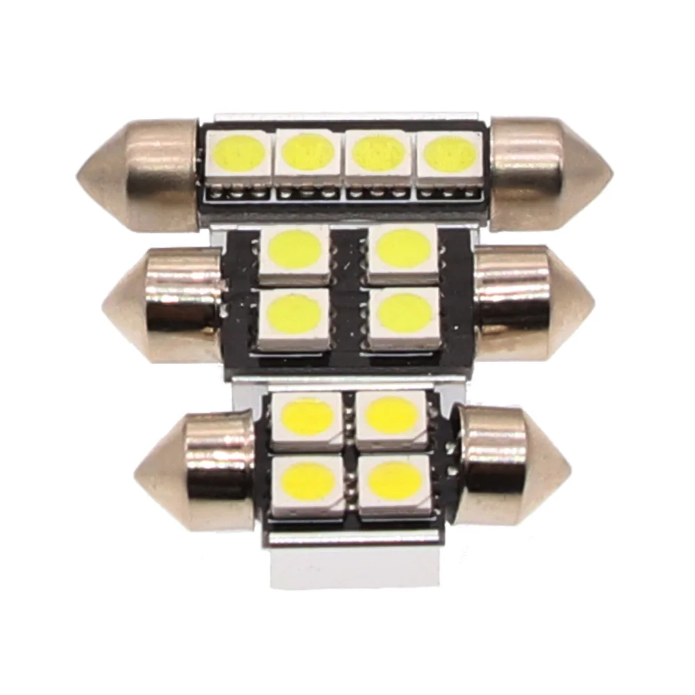 10 Pcs White CANBUS Error Free 31mm 36mm 39mm 5050 C5W Festoon 4SMD 12v Car Interior Bulb License Plate Light | Автомобили и