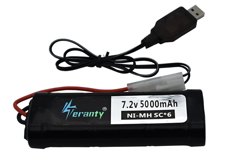 Аккумулятор высокой емкости 7,2 V 5000mAh Ni-MH с штепсельной вилкой Tamiya с зарядным устройством 7,2 v и SC* 6 ячейками для радиоуправляемых автомобильных игрушек