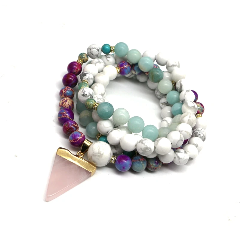 108 браслет Mala Calming Howlite и император подарки на день рождения йога подарок для нее