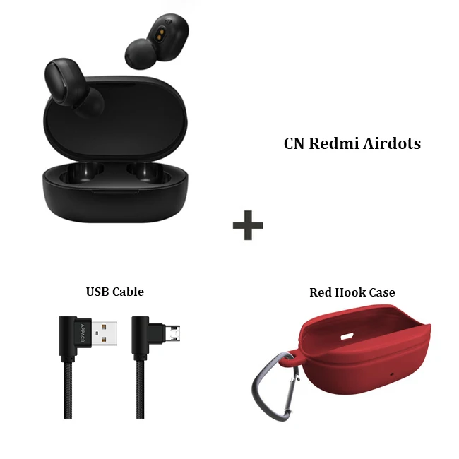 CN Add cable Hook Xiaomi Redmi Airdots TWS беспроводной Bluetooth 5,0 наушники стерео бас с микрофоном Handsfree Спорт шумоподавление беспроводные наушники - Цвет: CN Add cable Hook