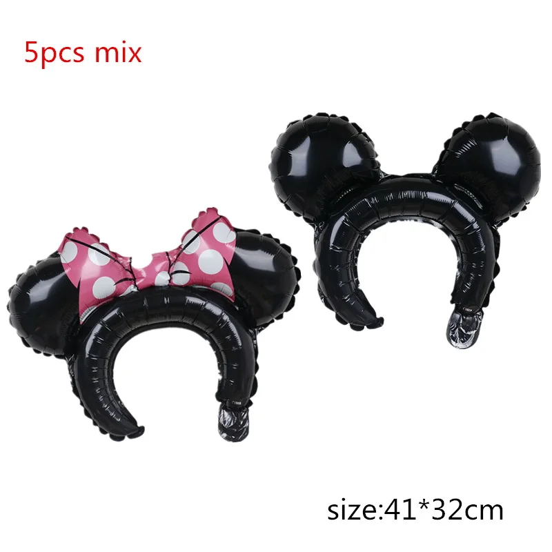 5pcs MN0380102mix Воздушные шары в форме Микки, Минни большой гигантский 112 см большой красный бант стоячие воздушные шары в форме мыши для детей день рождения украшения - Цвет: 5pcs MN0380102mix
