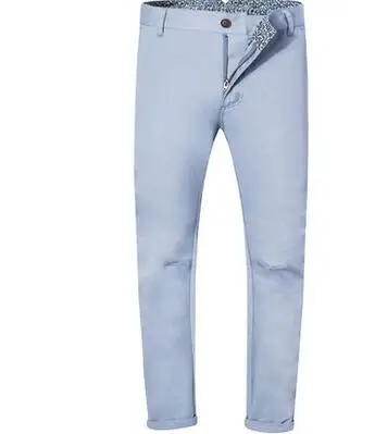 Markless осень Повседневное брюки Для мужчин модные хлопок брюки Чинос размера плюс 3XL высокое качество штаны pantalon hombre - Цвет: Light Blue