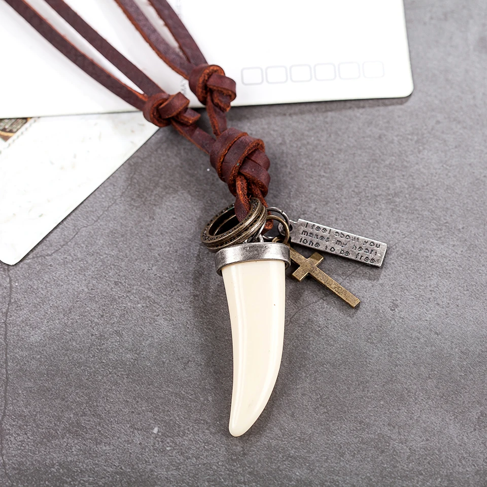 Мужские украшения основа для кулонов и ожерелья Kolye панк кожи веревку колье