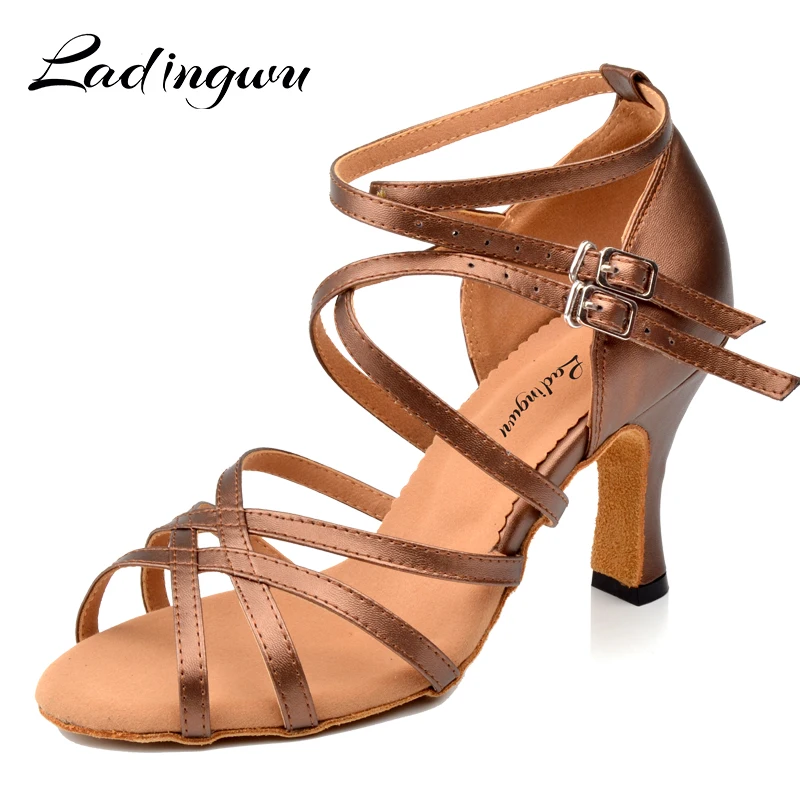 Женские туфли Ladingwu из искусственной кожи Обувь для бальных танцев сандалии с