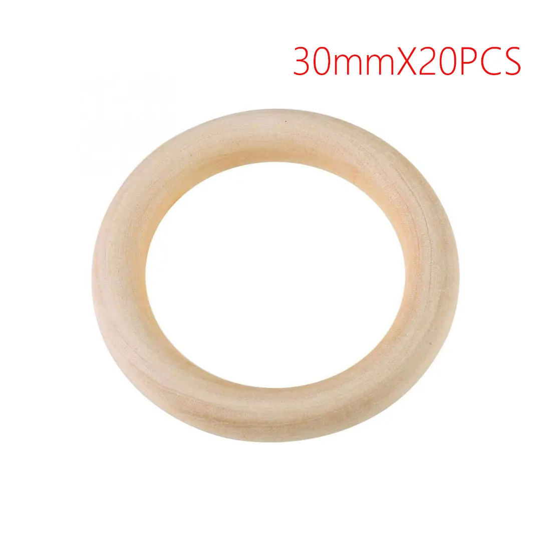 30mmX20PCS 8 размеров, хорошее качество, Натуральный Деревянный Прорезыватель для зубов, деревянное кольцо для детей, сделай сам, деревянные украшения, рукоделие - Цвет: 30mmX20PCS
