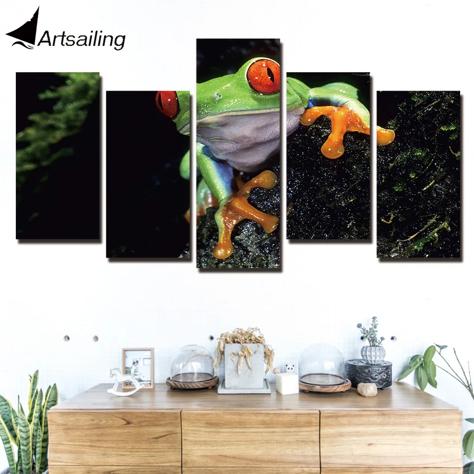 HD печатная красная глазка дерево лягушка живопись холст печать декор комнаты