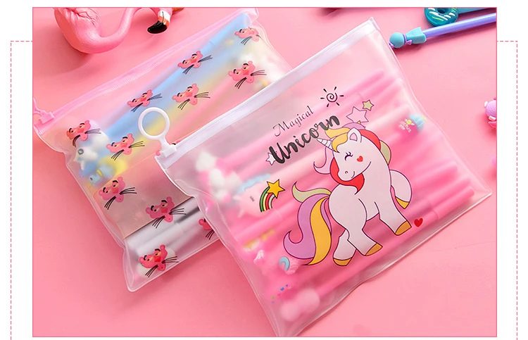 Смешивание 20 штук розовый гелевая ручка Карандаш Чехол Набор Kawaii Чехол для мобильного телефона в стиле "BTS Единорог кактус 0,5 мм черные чернила милые ручка с ультратонким стержнем корейские канцелярские принадлежности