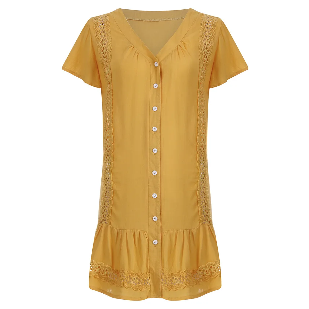 Летние платья повседневное женское платье с Мими vestidos de verano однотонное v образным