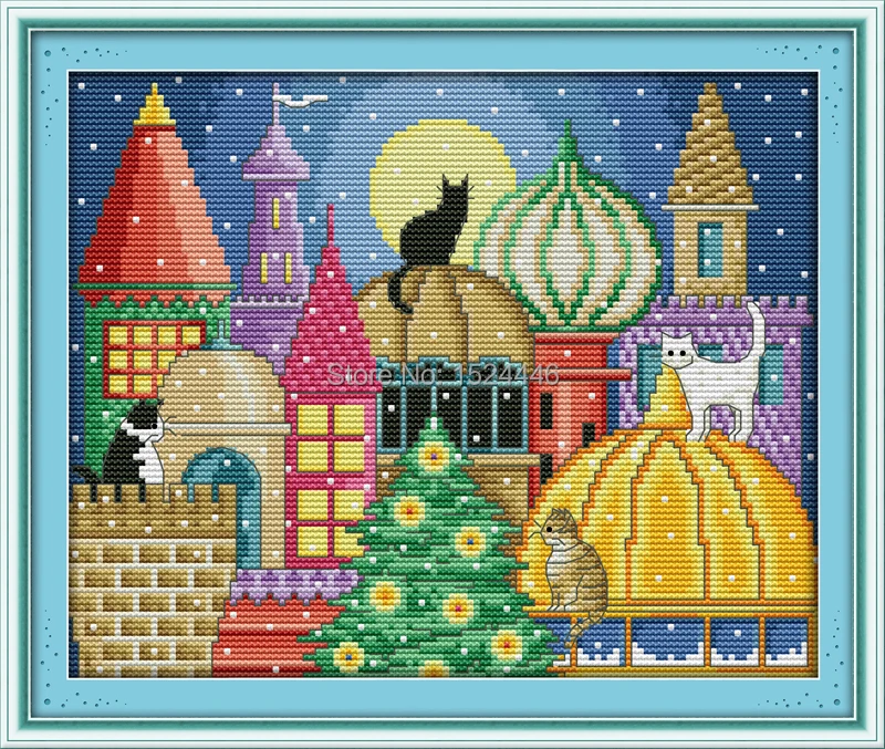 Набор для вышивки крестиком The cat city DMC 11CT 14CT с принтом в виде кота домашнего