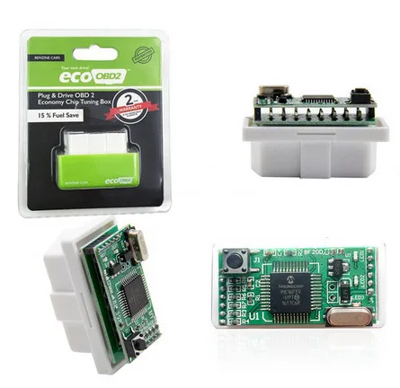 Полным набором чипов и эко OBD2 чип блок настройки Plug& драйвер EcoOBD2 для бензиновых/дизельных автомобилей Зеленый/голубой цвет 15% экономия топлива