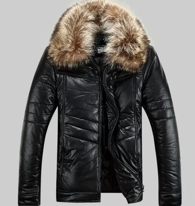 

L-6XL/Лидер продаж/Зимняя Мужская Новое модное повседневное плотное теплое пальто с большим меховым воротником костюм воротник искусственна...