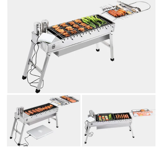 Открытый Приготовления Кемпинг Портативный Новый уголь барбекю гриль USB зарядка