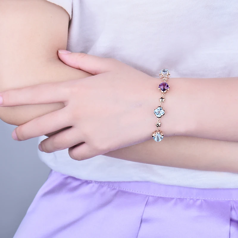 Новый браслет с цитрином и топазом настоящий из розового золота 14 к хорошее