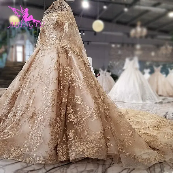 

Свадебное платье AIJINGYU, Белое Бальное Платье из Ливана, тюля со шлейфом