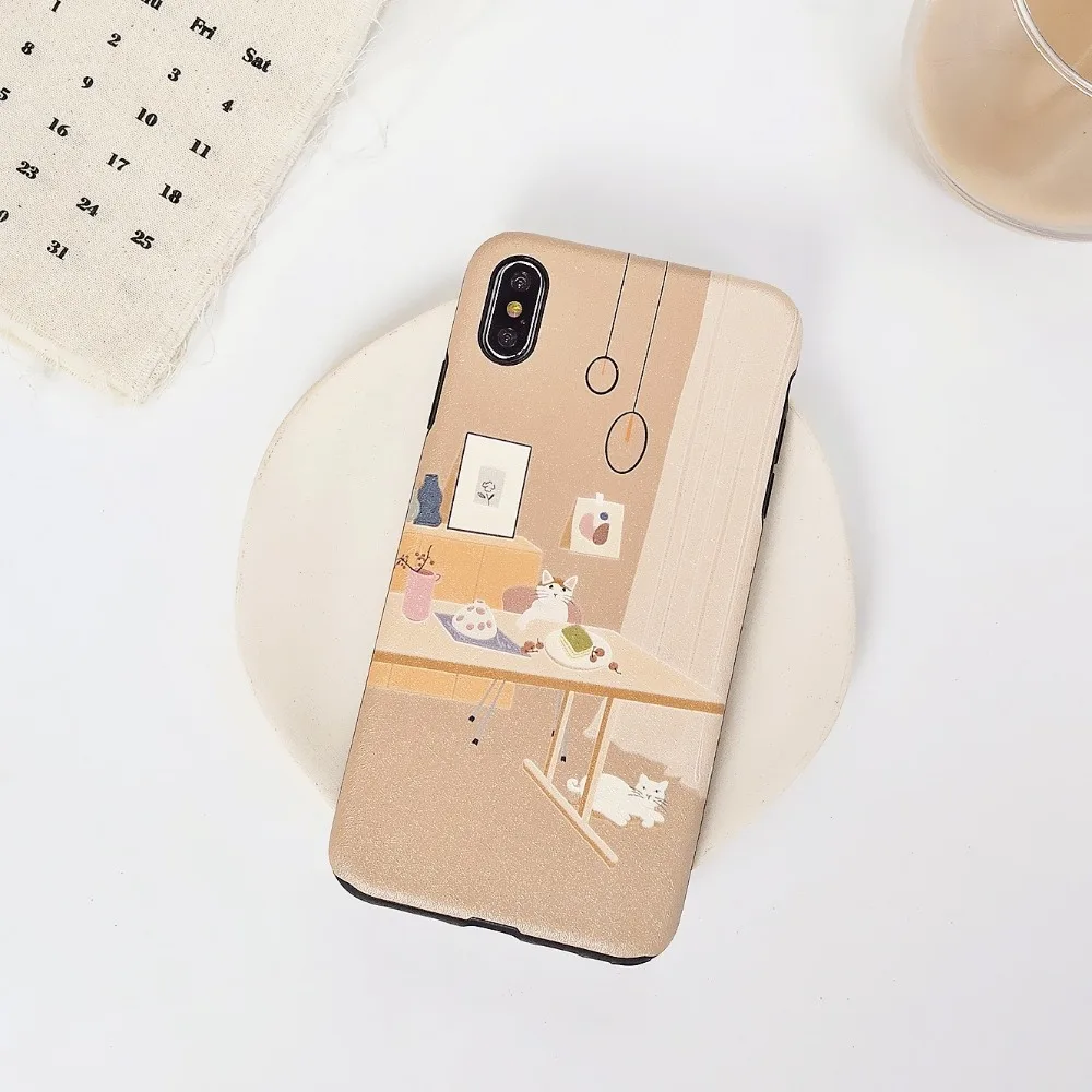 Винтаж кот шаблон чехол для iPhone X XS XR 6 S 7 8 плюс MAX силиконовый мягкий матовый