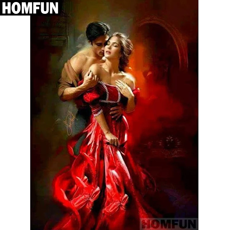 

Алмазная живопись HOMFUN A01415, полноразмерная/круглая вышивка, для творчества, "танцоры, пара", вышивка крестиком, 5D домашний декор, подарок