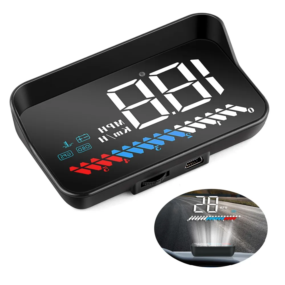 Головой вверх Дисплей OBD gps Спидометр HUD Дисплей автомобилей аварийная Предупреждение Системы проектор лобовое стекло авто электронный Напряжение сигнализации