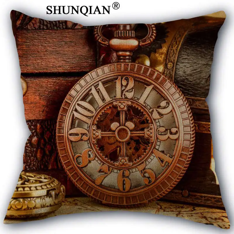 Y418 винтажные часы наволочка для подушки хлопковая искусственная под заказ 45x45 см