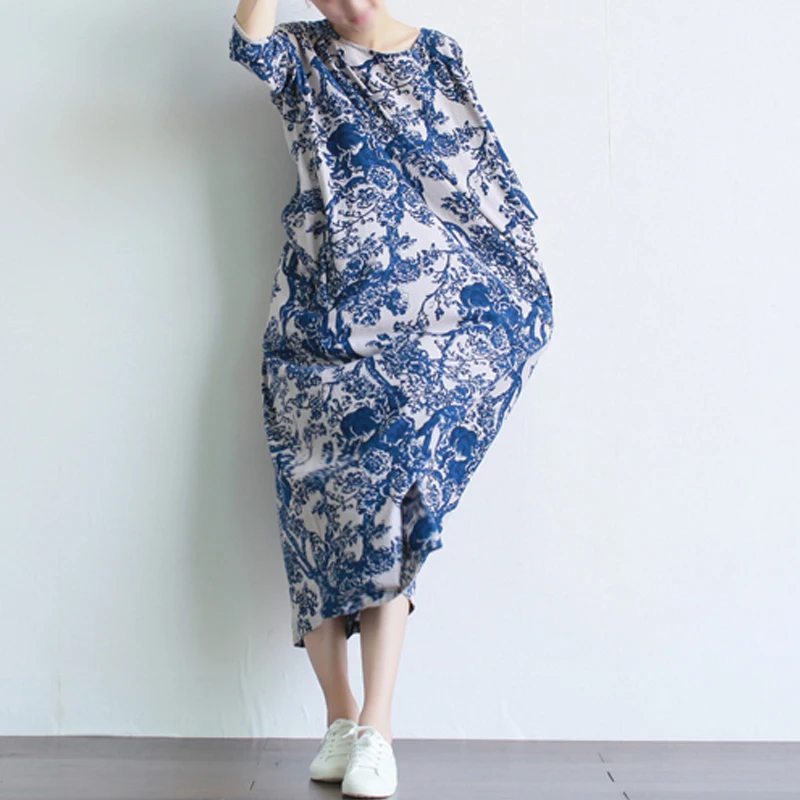 SCUWLINEN Vestidos, женское летнее платье больших размеров, свободное, повседневное, винтажное, с принтом, с коротким рукавом, длинные, вечерние, с цветочным рисунком, льняное платье S04