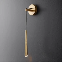 nordic minimalist gold mteal led wall lamp creative parlor bedroom bedside retro brass hotel cafe clothes shop aisle wall light