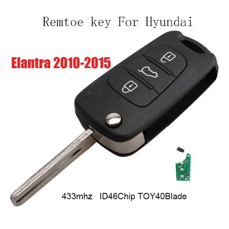 2 шт. * 3 кнопки Складной Дистанционный брелок 433 МГц для Hyundai Elantra 2010 2011 2012 2013 2014 2015