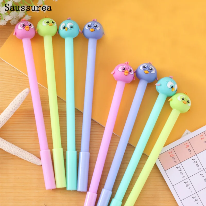 Комплект из 2 предметов милый ручка Kawaii птицы Пластик гель черные чернила для