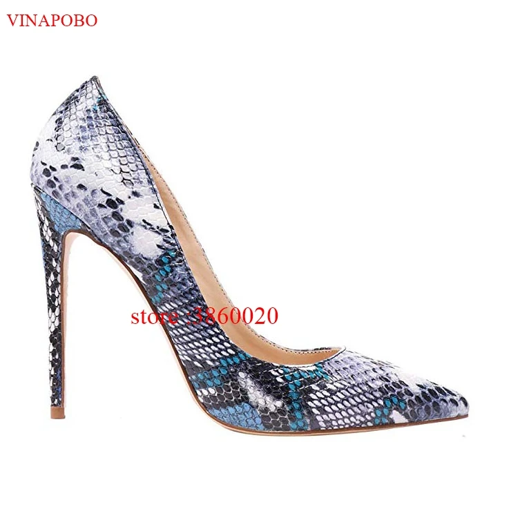 10cm VINAPOBO/женские туфли-лодочки из матовой кожи со змеиным принтом; цвет красный, черный; вечерние туфли на высоком каблуке-шпильке с острым носком; пикантные офисные свадебные туфли - Цвет: 10cm