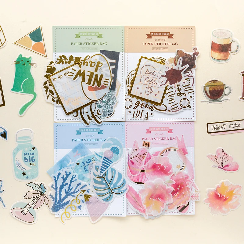 50 шт Горячее тиснение позолоченная бумага стикер фотоальбом скрапбук Стикеры