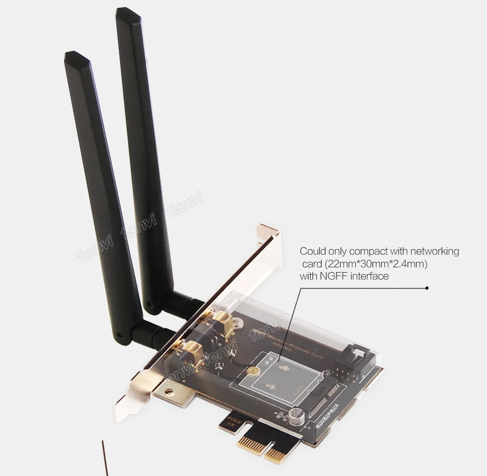 M.2 для PCI Express 1X беспроводной адаптер конвертер с 2x антенной NGFF M.2 WiFi Bluetooth карта для Intel 9260 8265 8260