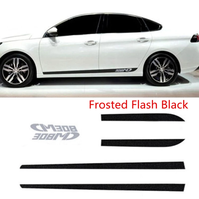 Frosted Flash white 6 шт. Автомобильная наклейка s для peugeot 308 углеродное волокно Автомобильная боковая наклейка на кузов Наклейка украшения тела защитные наклейки, автоаксессуары - Название цвета: Frosted Flash white