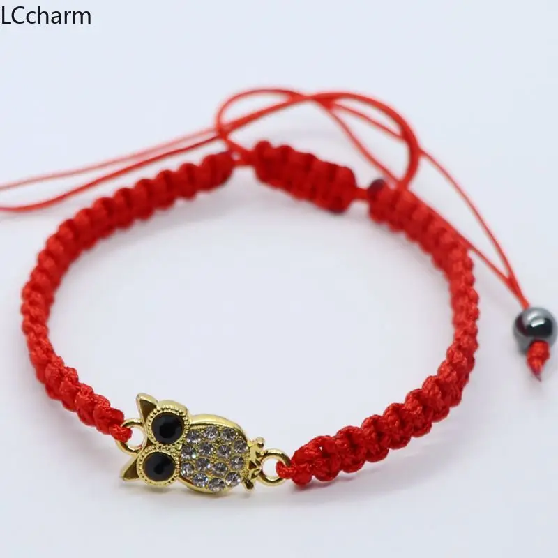 Модный красный плетеный веревочный браслет LCcharm браслеты с бусинами в виде совы