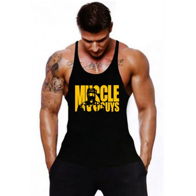 

MuscleGuys Brand Fitness Tank Top Men Bodybuilding Stringers gyms Clothing Men Shirt Loose fit Vests Cotton Singlets Muscle Tops